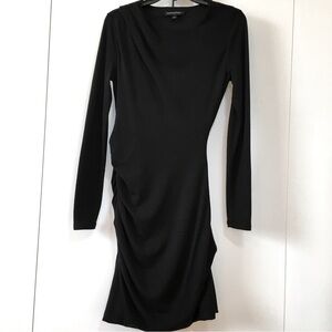 Banana Republic Factory Black Long Sleeve Crew Neck Bodycon Midi Sweater Dress
